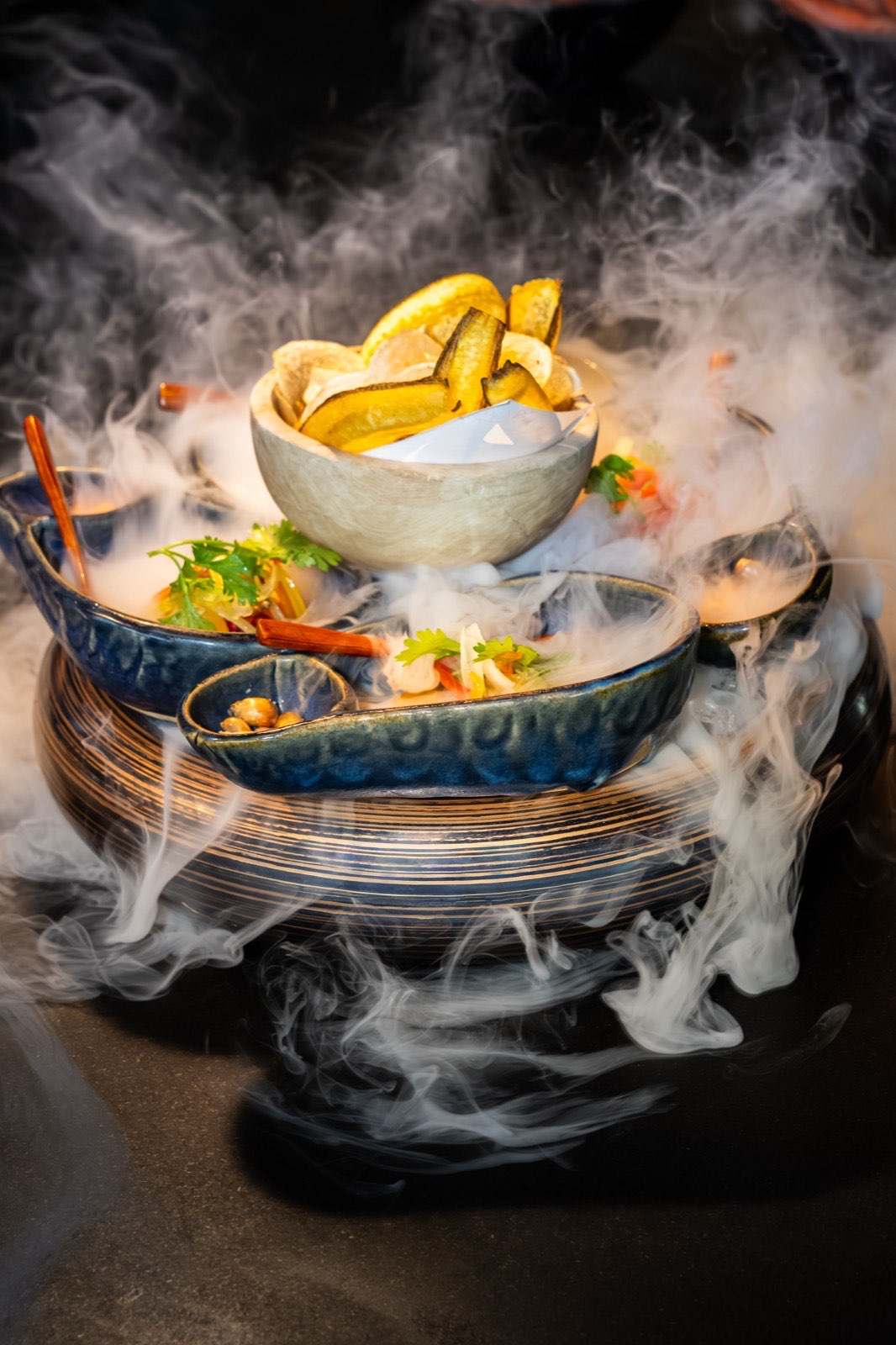 Food photography in Bahrain by Epic Content: smoking signature dish at SushiSamba